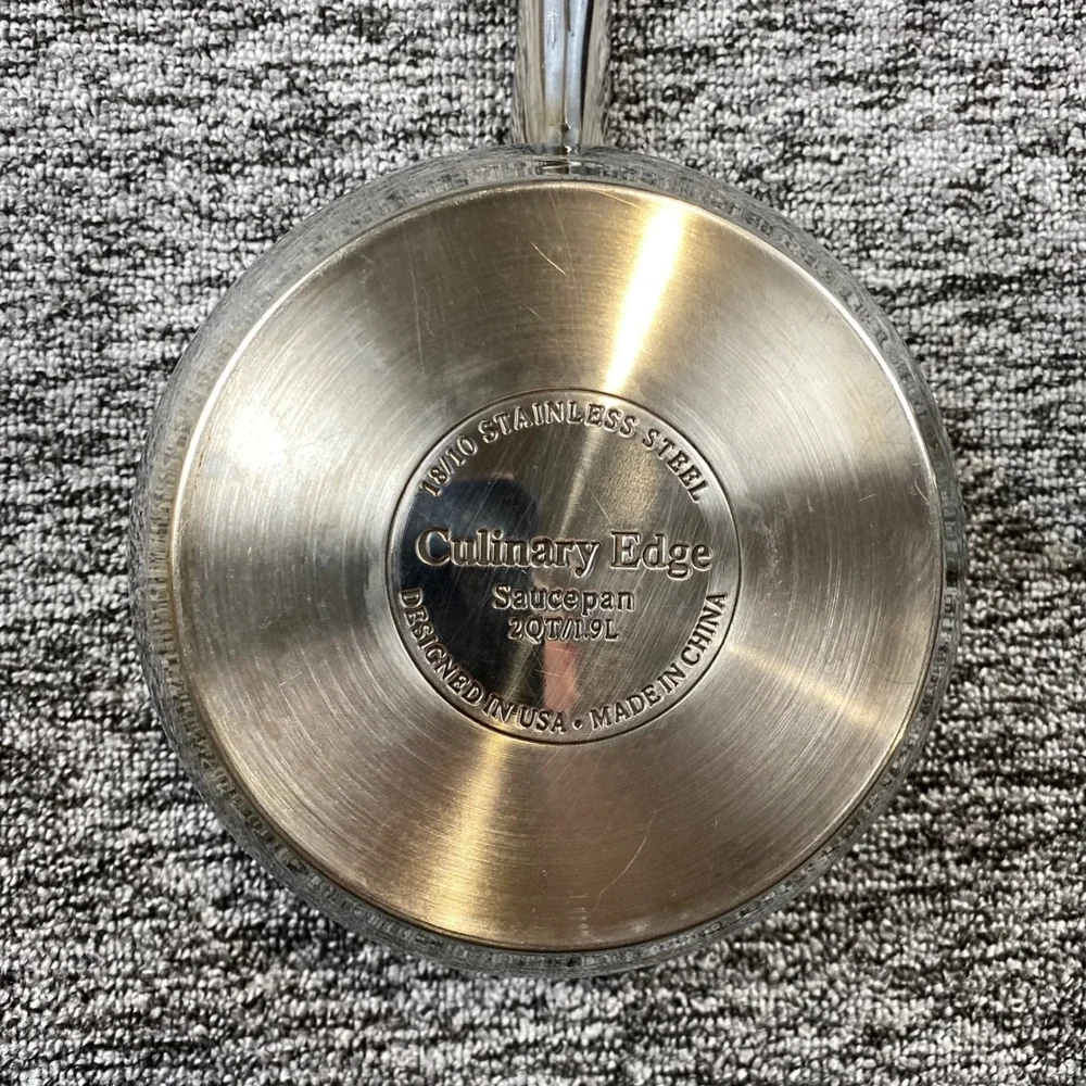 Culinary Edge 2 Qt Saucepan 18 10 Stainless Steel Glass Lid 1.9L